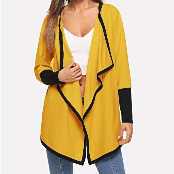 Jackets & Blazers - SOLD: Yellow Waterfall Collar Cuff Coat